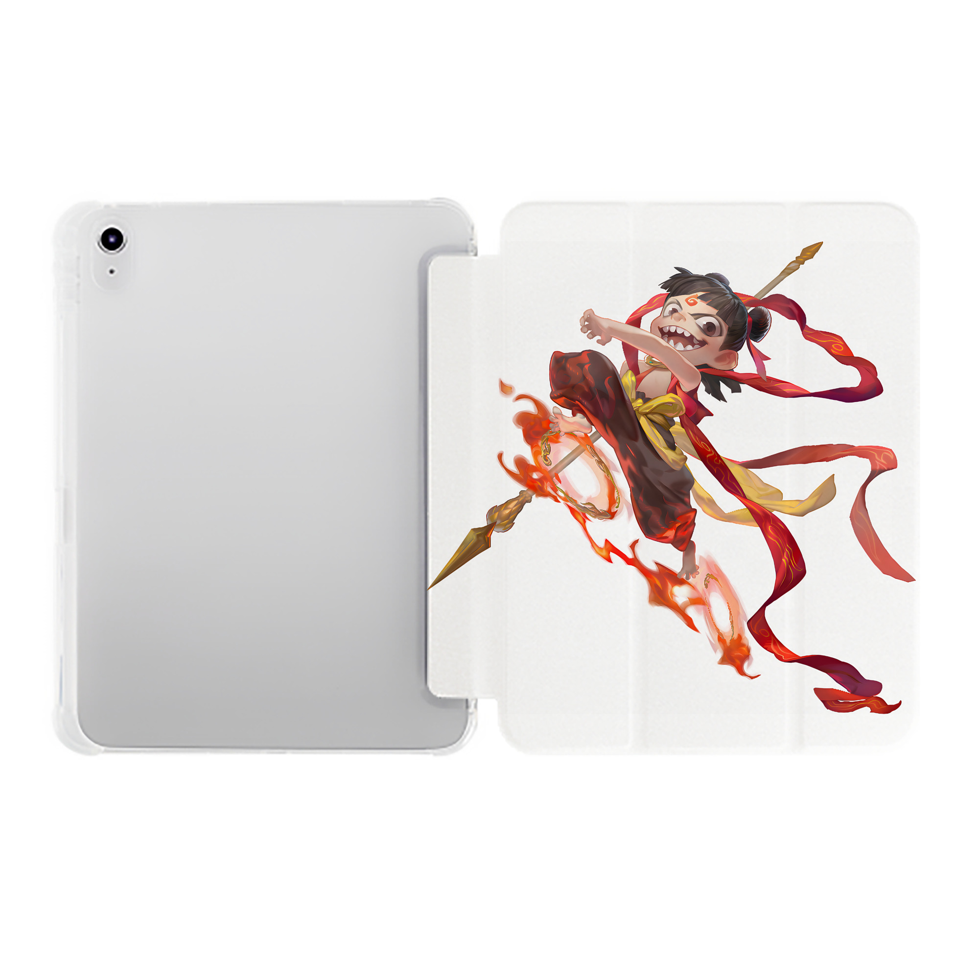 （画像用） Ne Zha 2 ナタ 魔童の大暴れ IPad ケース ペン収納付き 三つ折りスタンド PUレザー×シリコン 対応機種9.5/10.5/10.9インチ